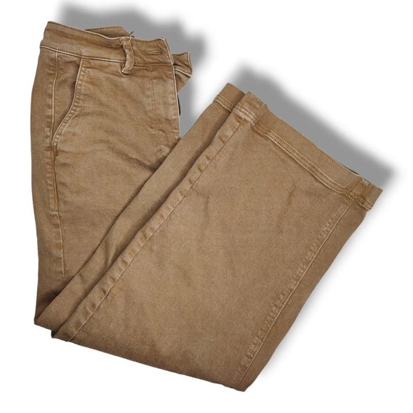 Everlane Jeans Pants Women's Sz 2 Cropped Brown Wide Leg High Rise Canvas - Picture 1 of 9
